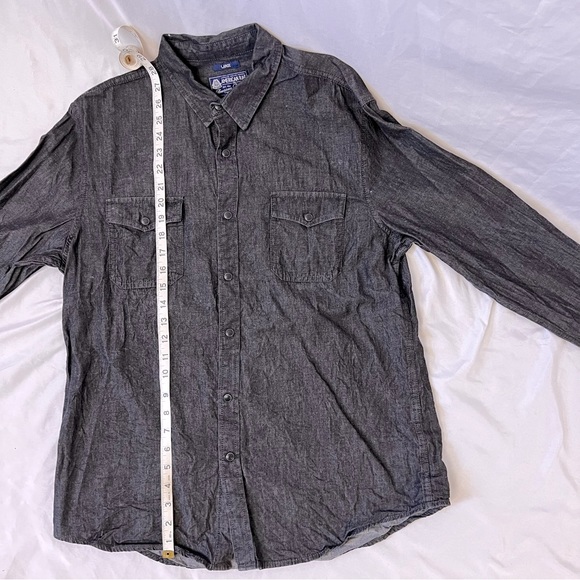 American Rag Men’s Snap Button Shirt - Large Nearly Black Charcoal - Picture 6 of 9